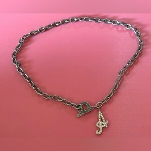 Silver Chain Necklace with Initial Pendant